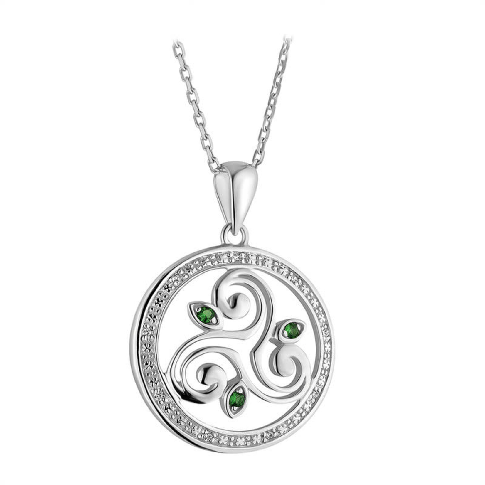 PENDANTS & NECKLACES SOLVAR STERLING CRYSTAL ILLUSION SPIRAL CIRCLE PENDANT