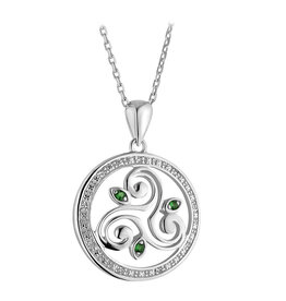 PENDANTS & NECKLACES SOLVAR STERLING CRYSTAL ILLUSION SPIRAL CIRCLE PENDANT