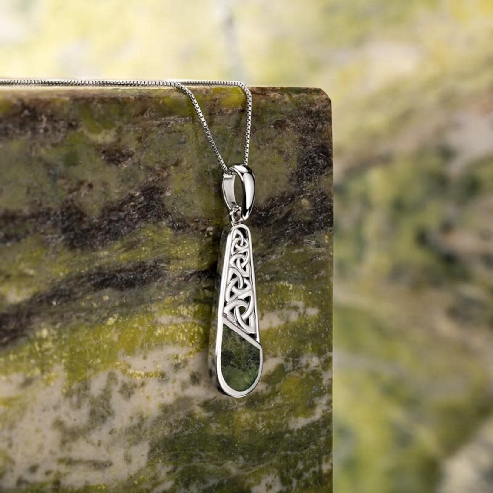 PENDANTS & NECKLACES SOLVAR STERLING TRINITY TEARDROP PENDANT with CONNEMARA