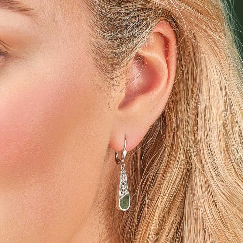 EARRINGS SOLVAR STERLING TRINITY TEARDROP EARRINGS with CONNEMARA