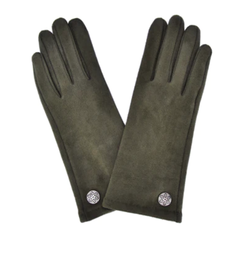 ACCESSORIES LADIES CELTIC BUTTON GLOVES - Dark Olive
