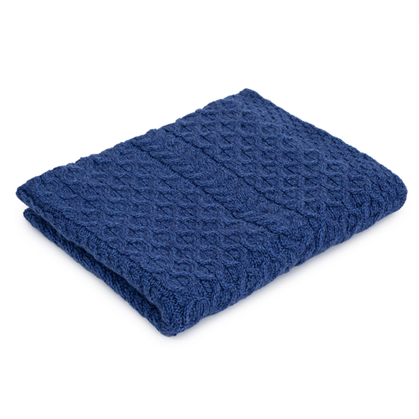 TAPESTRIES, THROWS, ETC. SAOL FISHERMAN HONEYCOMB ARAN KNIT THROW - Marl Blue