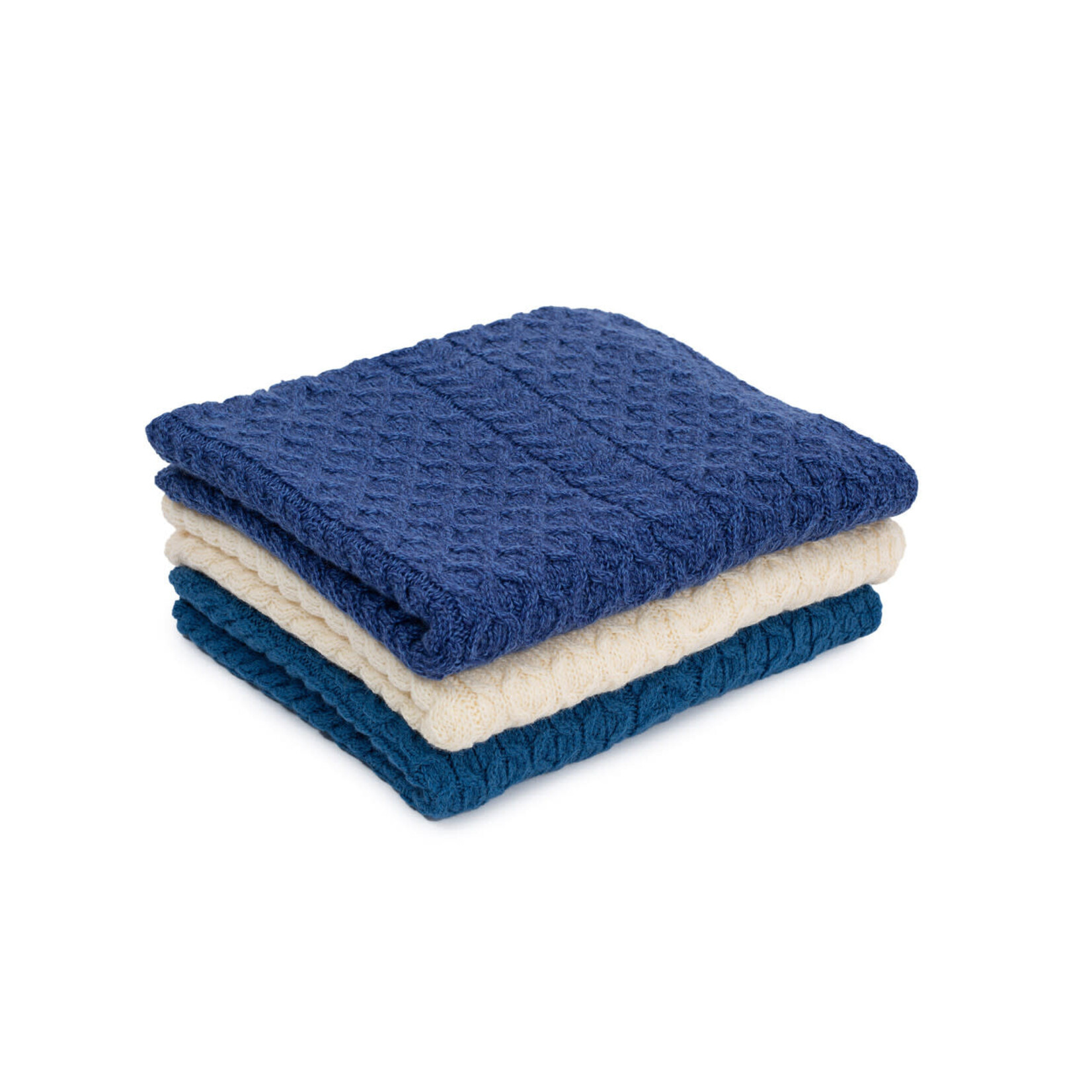 TAPESTRIES, THROWS, ETC. SAOL FISHERMAN HONEYCOMB ARAN KNIT THROW - Marl Blue