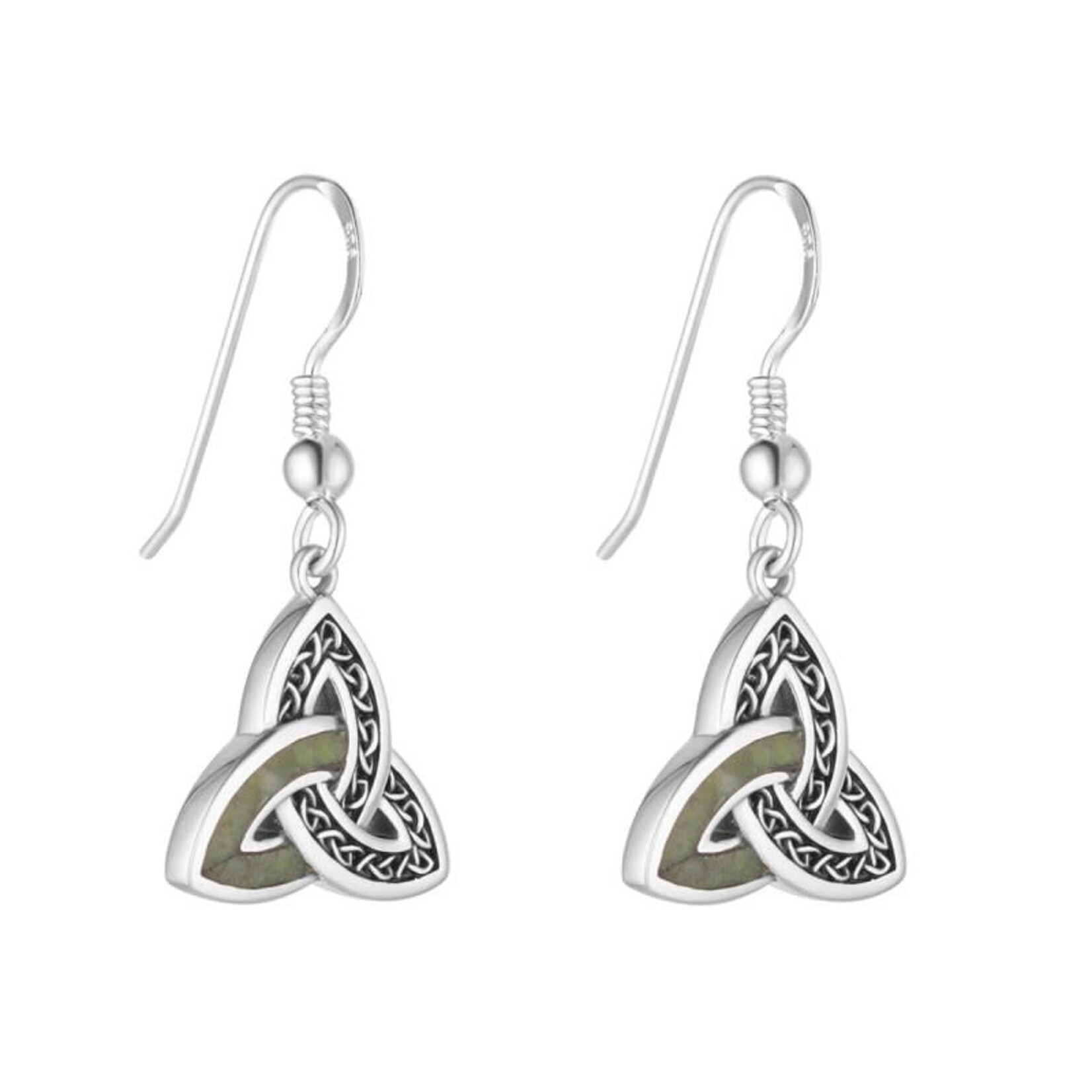 EARRINGS SOLVAR STERLING TRINITY KNOT EARRINGS w CONNEMARA