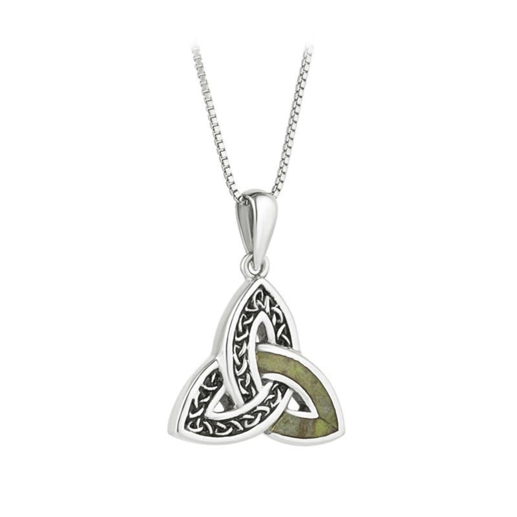 PENDANTS & NECKLACES SOLVAR SML STERLING TRINITY KNOT PENDANT w CONNEMARA