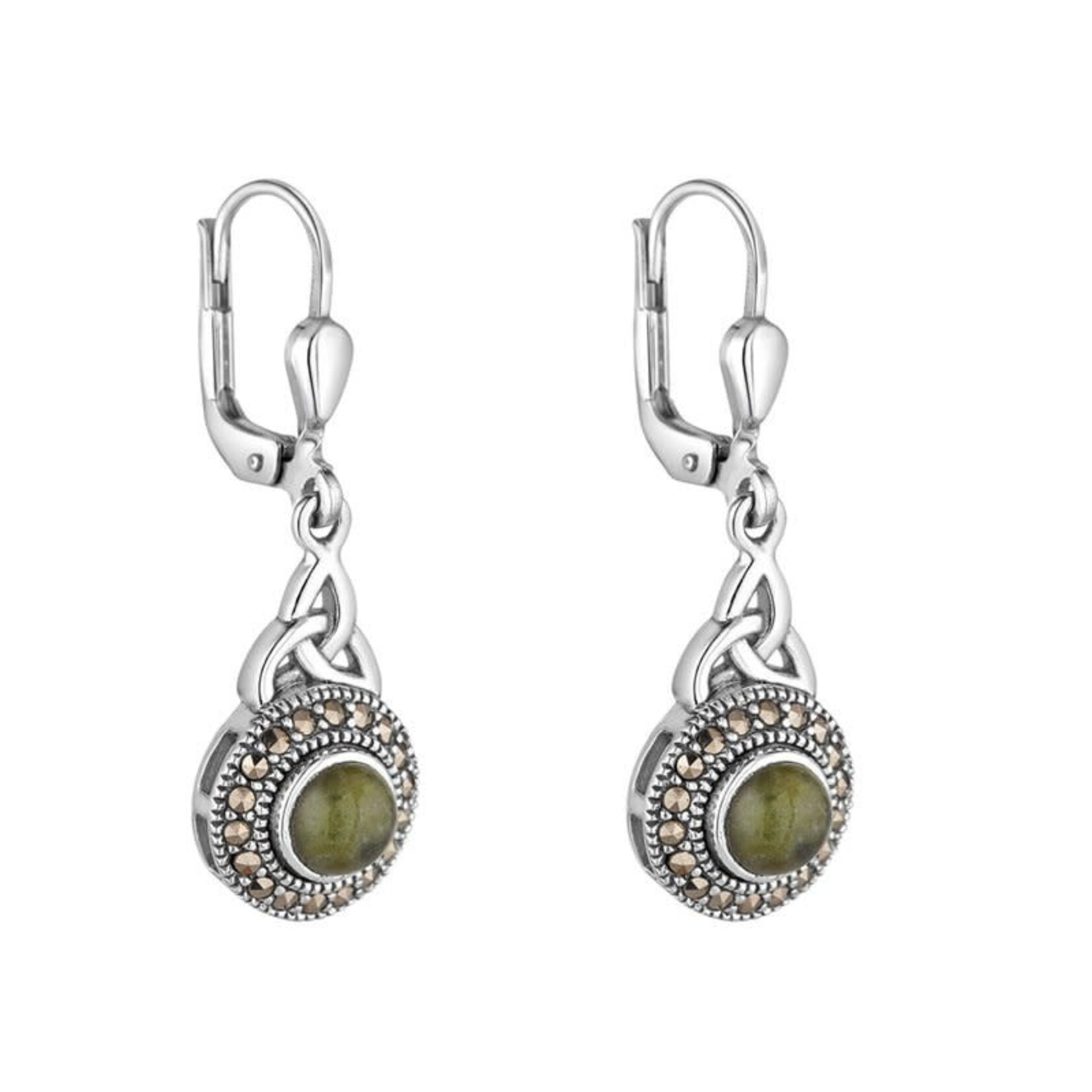 EARRINGS SOLVAR STERLING TRINITY EARRINGS w CONNEMARA & MARCASITE