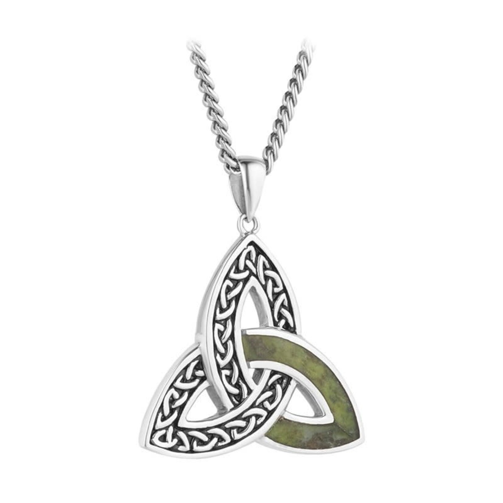 PENDANTS & NECKLACES SOLVAR STERLING LRG CELTIC TRINITY PENDANT w CONNEMARA
