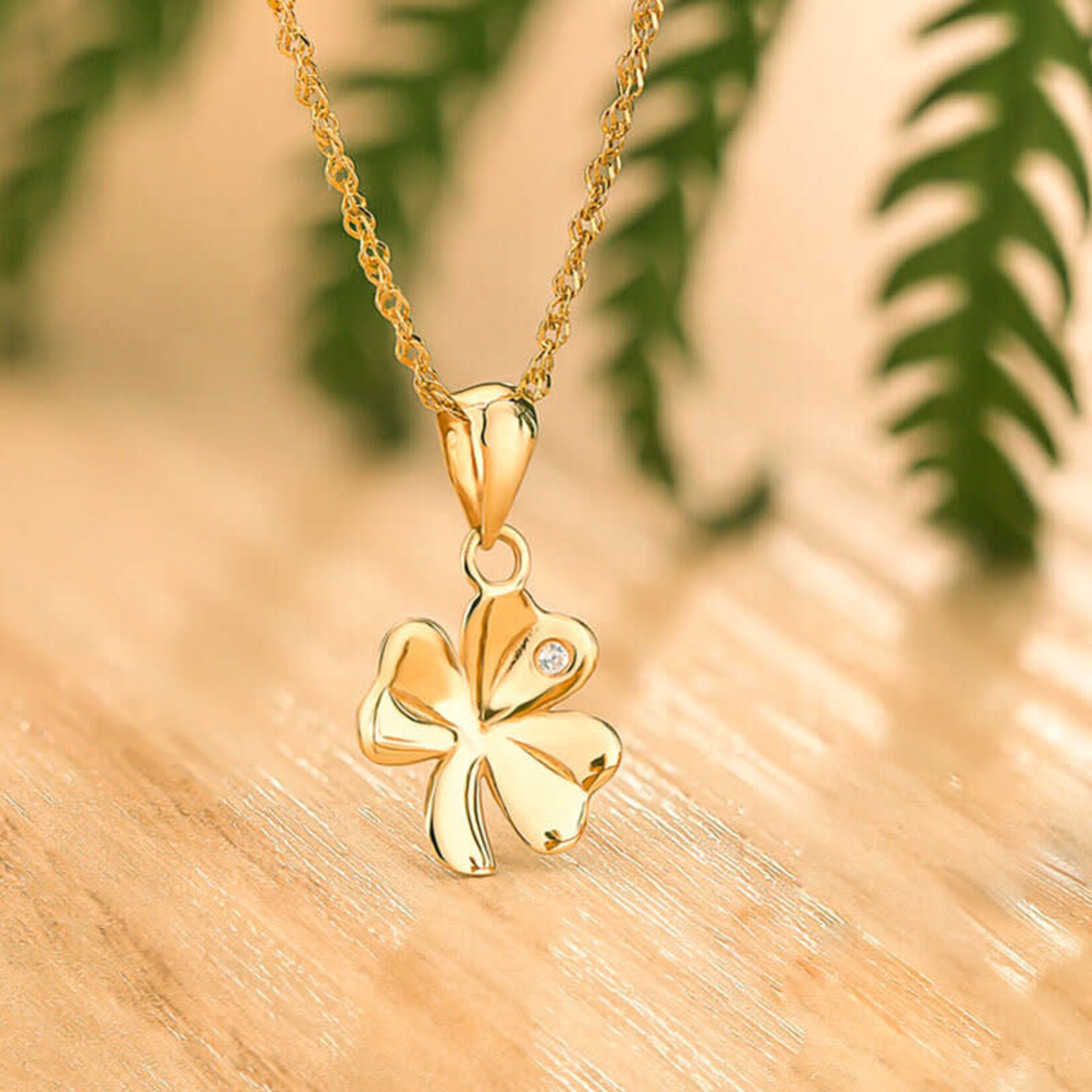 PENDANTS & NECKLACES SOLVAR SML 10K SHAMROCK PENDANT w.CZs