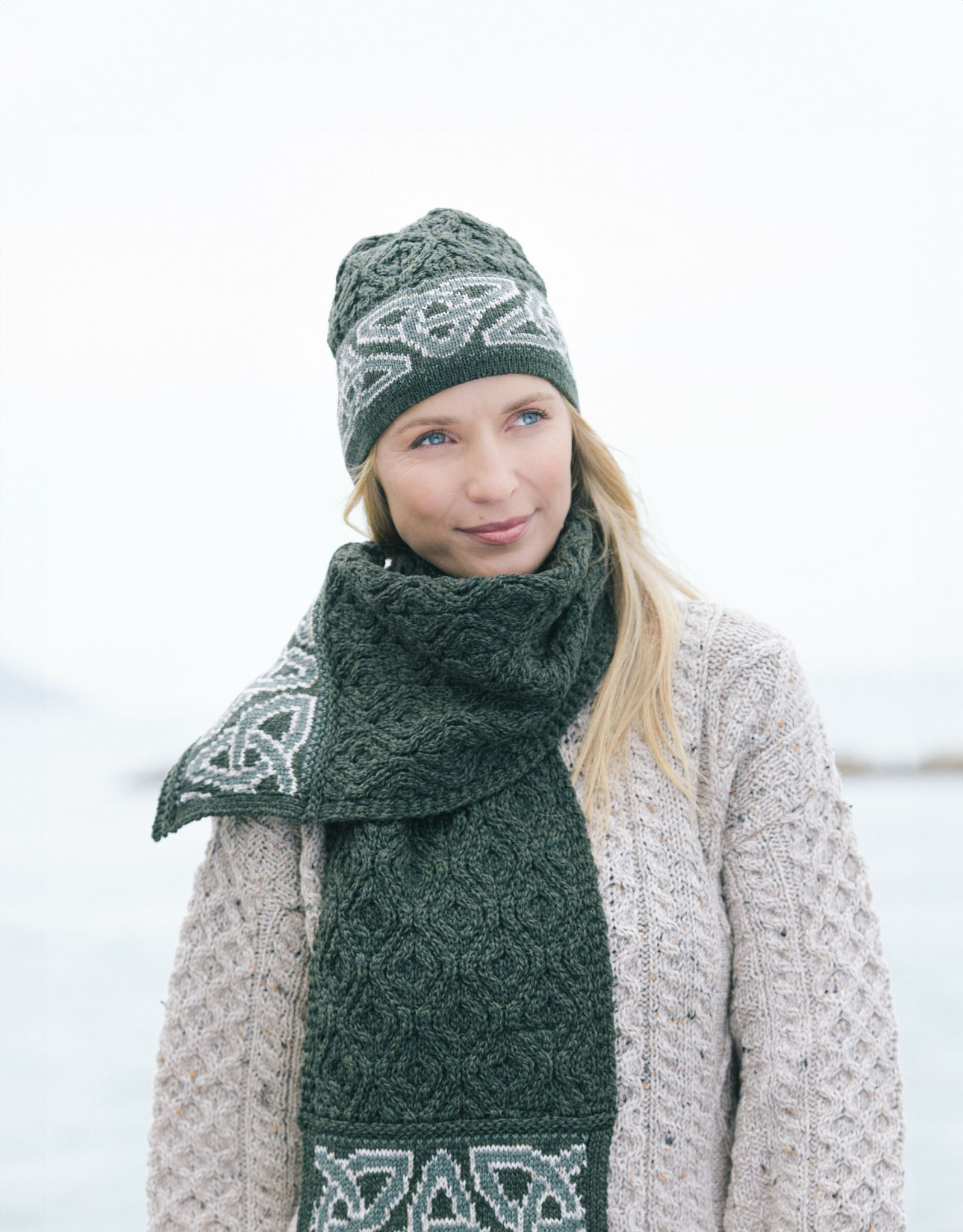 ACCESSORIES KNIT CELTIC JACQUARD HAT - Grn