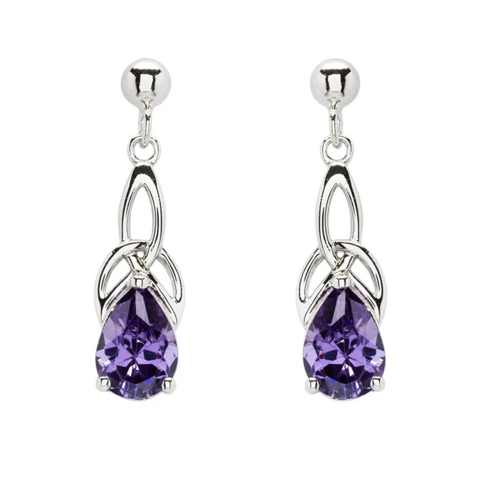 EARRINGS SHANORE STERLING TRINITY EARRINGS w CZ AMETHYST