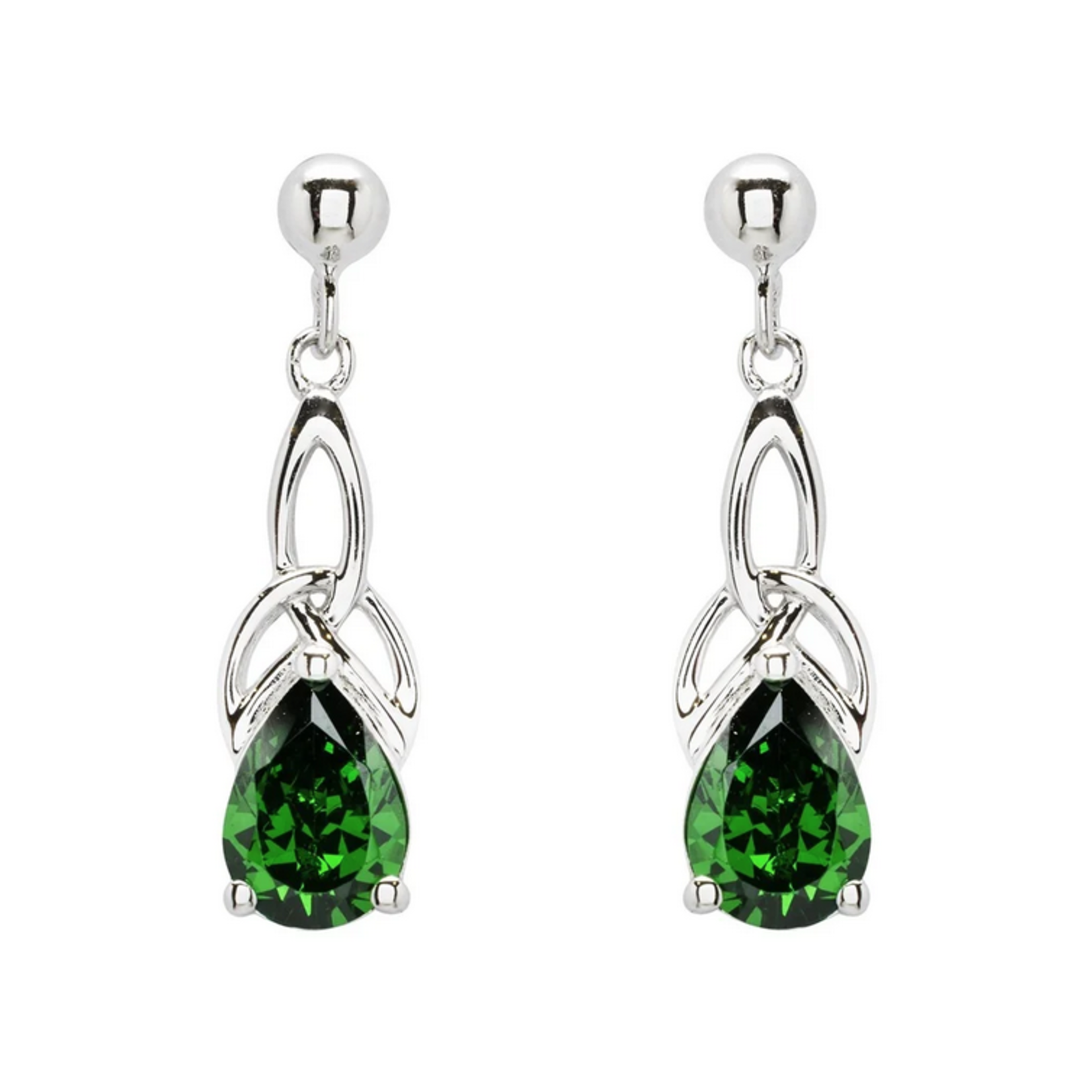 EARRINGS SHANORE STERLING TRINITY EARRINGS w CZ EMERALD