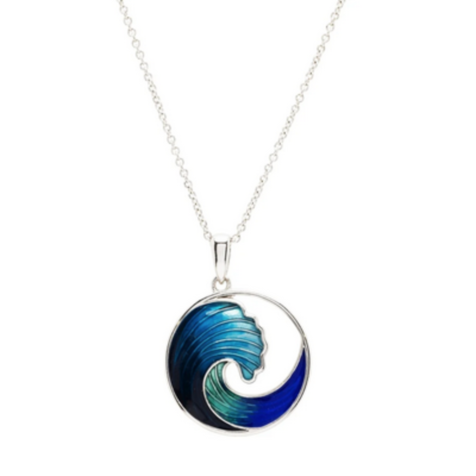 PENDANTS & NECKLACES OCEAN STERLING & ENAMEL BLUE WAVE PENDANT