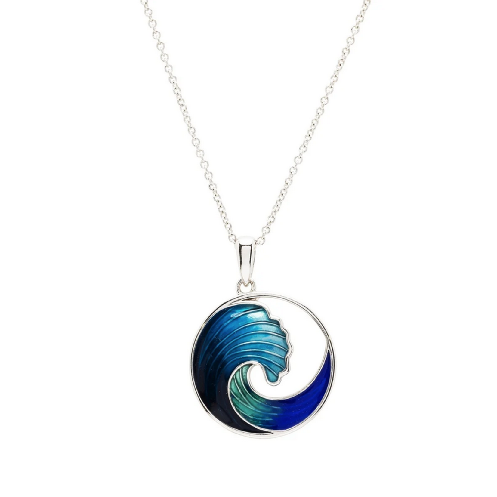 PENDANTS & NECKLACES OCEAN STERLING & ENAMEL BLUE WAVE PENDANT