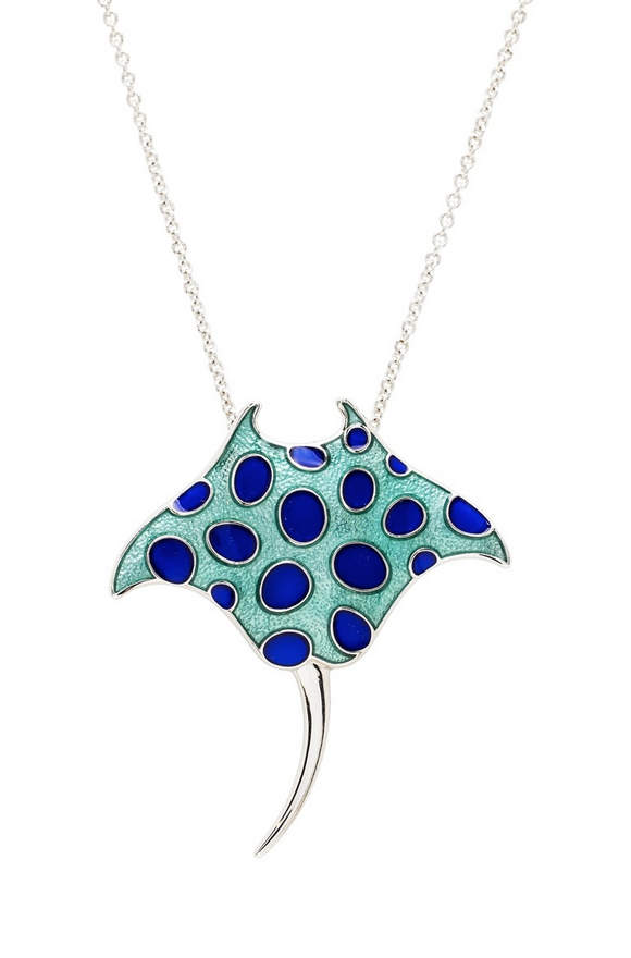 PENDANTS & NECKLACES OCEAN STERLING & ENAMEL STING RAY PENDANT