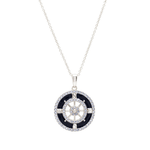 PENDANTS & NECKLACES CLEARANCE: OCEAN STERLING & ENAMEL COMPASS PENDANT w STONES :FINAL SALE
