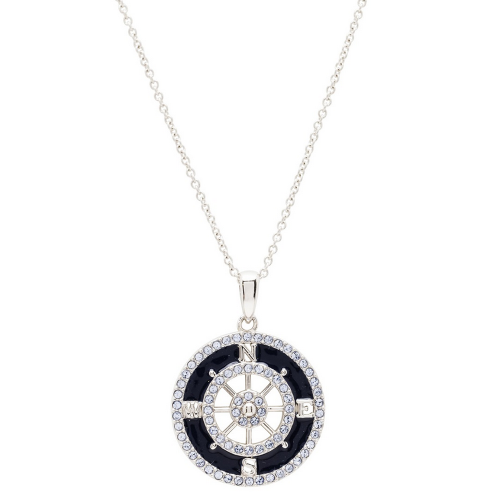 PENDANTS & NECKLACES OCEAN STERLING & ENAMEL COMPASS PENDANT w STONES