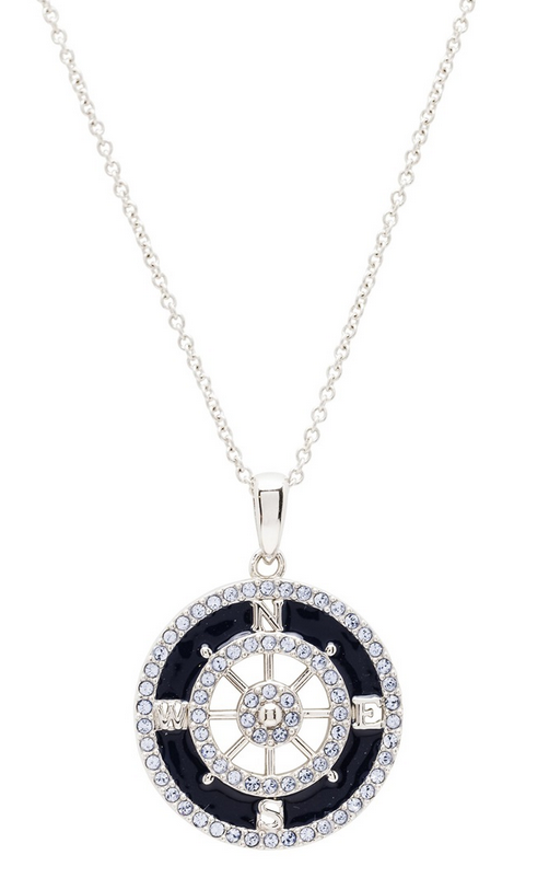 PENDANTS & NECKLACES OCEAN STERLING & ENAMEL COMPASS PENDANT w STONES
