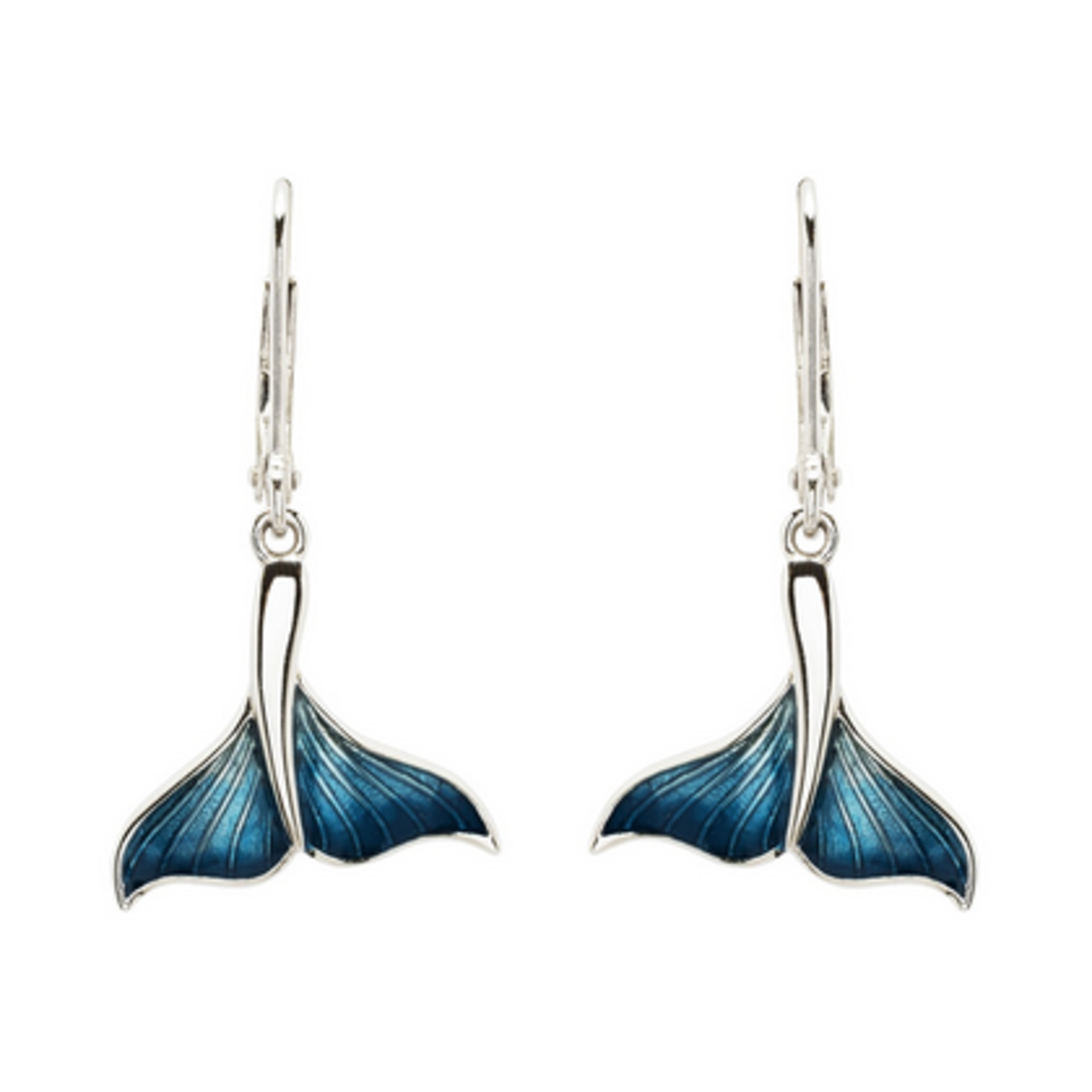 EARRINGS OCEAN STERLING & ENAMEL WHALE TAIL DROP EARRINGS