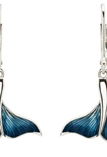 EARRINGS OCEAN STERLING & ENAMEL WHALE TAIL DROP EARRINGS