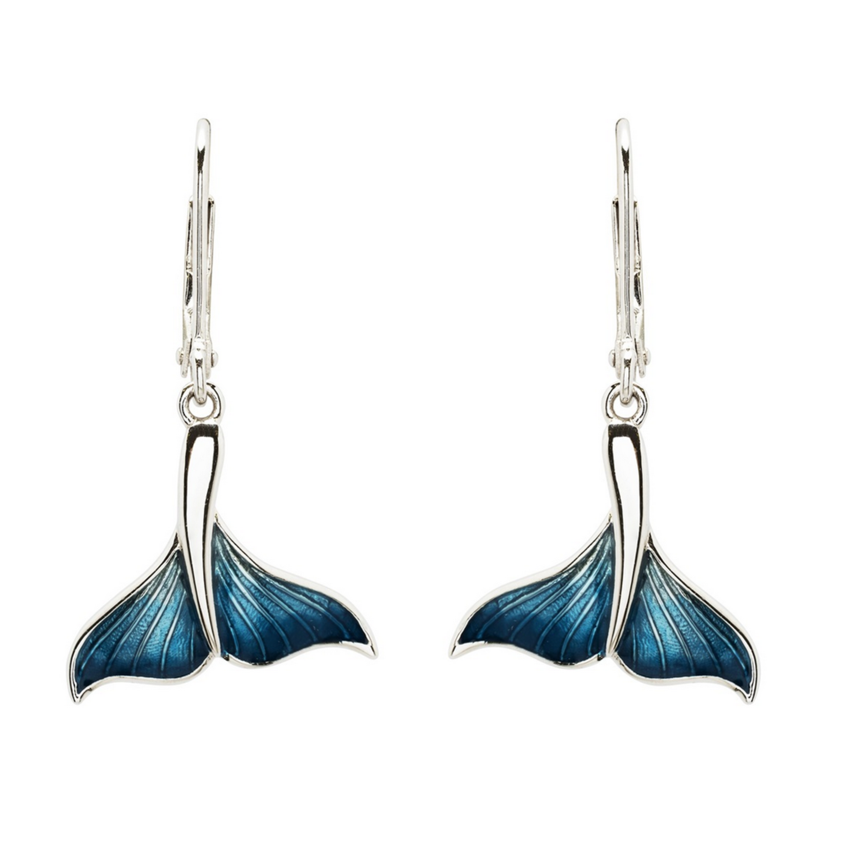 EARRINGS OCEAN STERLING & ENAMEL WHALE TAIL DROP EARRINGS