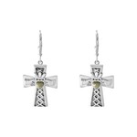 EARRINGS CONNEMARA MARBLE STERLING CLADDAGH CROSS EARRINGS