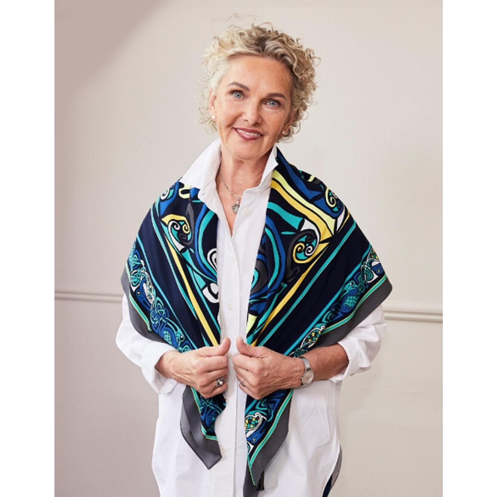 ACCESSORIES BOOK of KELLS CONTEMPORARY SCARF - Blue/Lemon