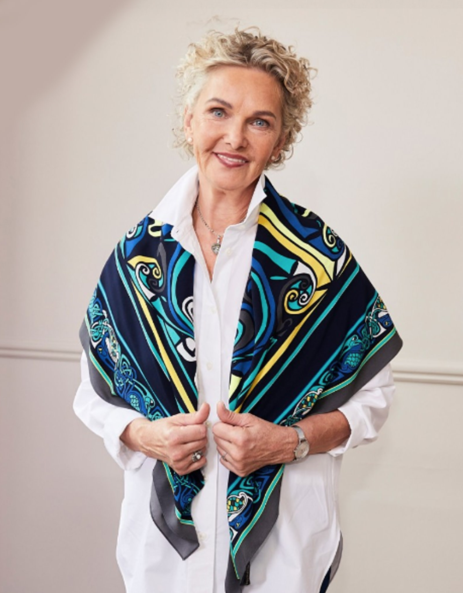 ACCESSORIES BOOK of KELLS CONTEMPORARY SCARF - Blue/Lemon