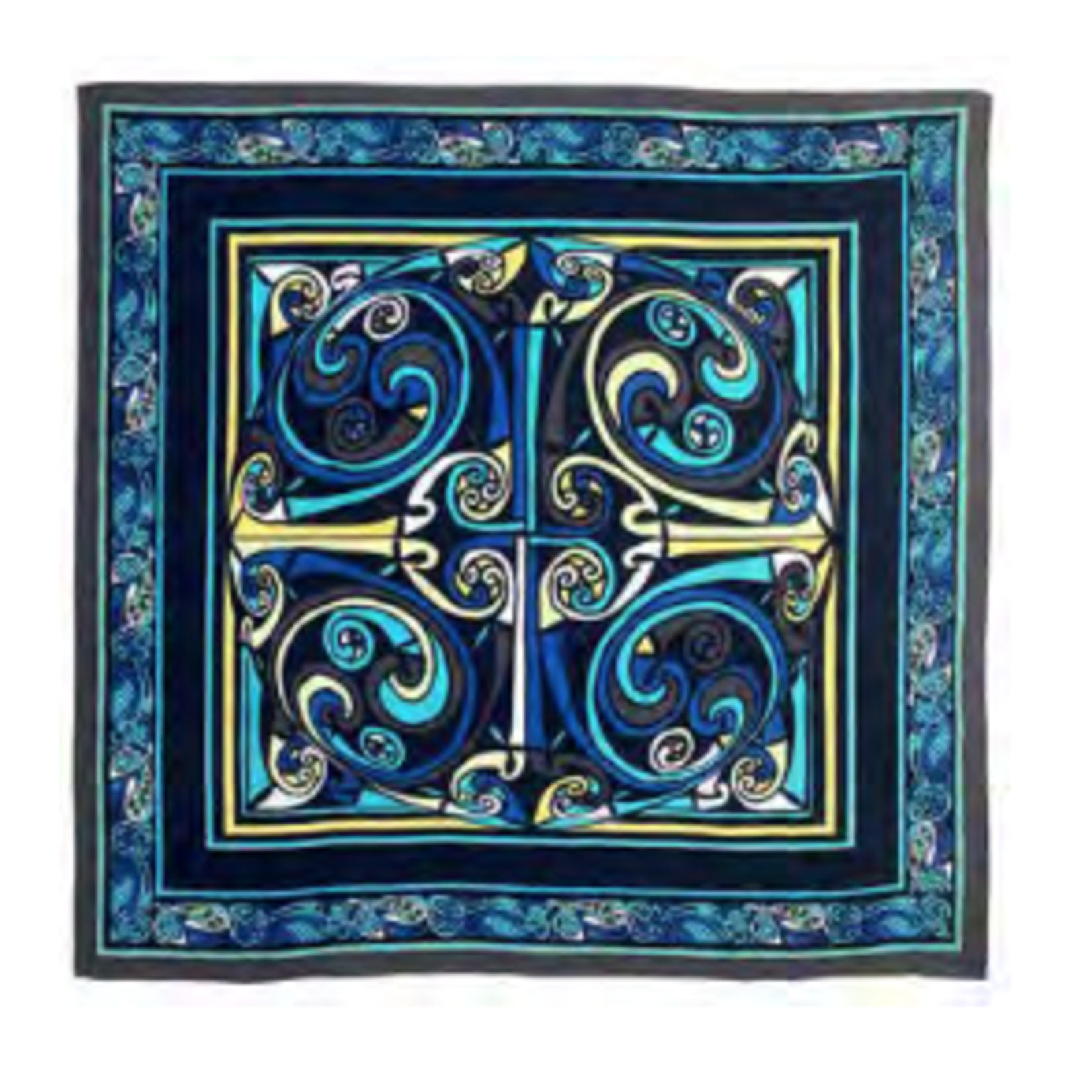 ACCESSORIES BOOK of KELLS CONTEMPORARY SCARF - Blue/Lemon