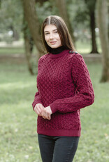 SWEATERS SAOL LADIES SHOULDER BUTTON SWEATER - Wine