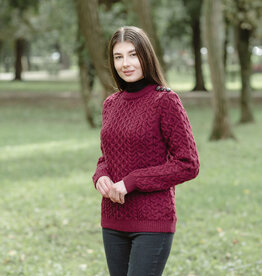 SWEATERS SAOL LADIES SHOULDER BUTTON SWEATER - Wine