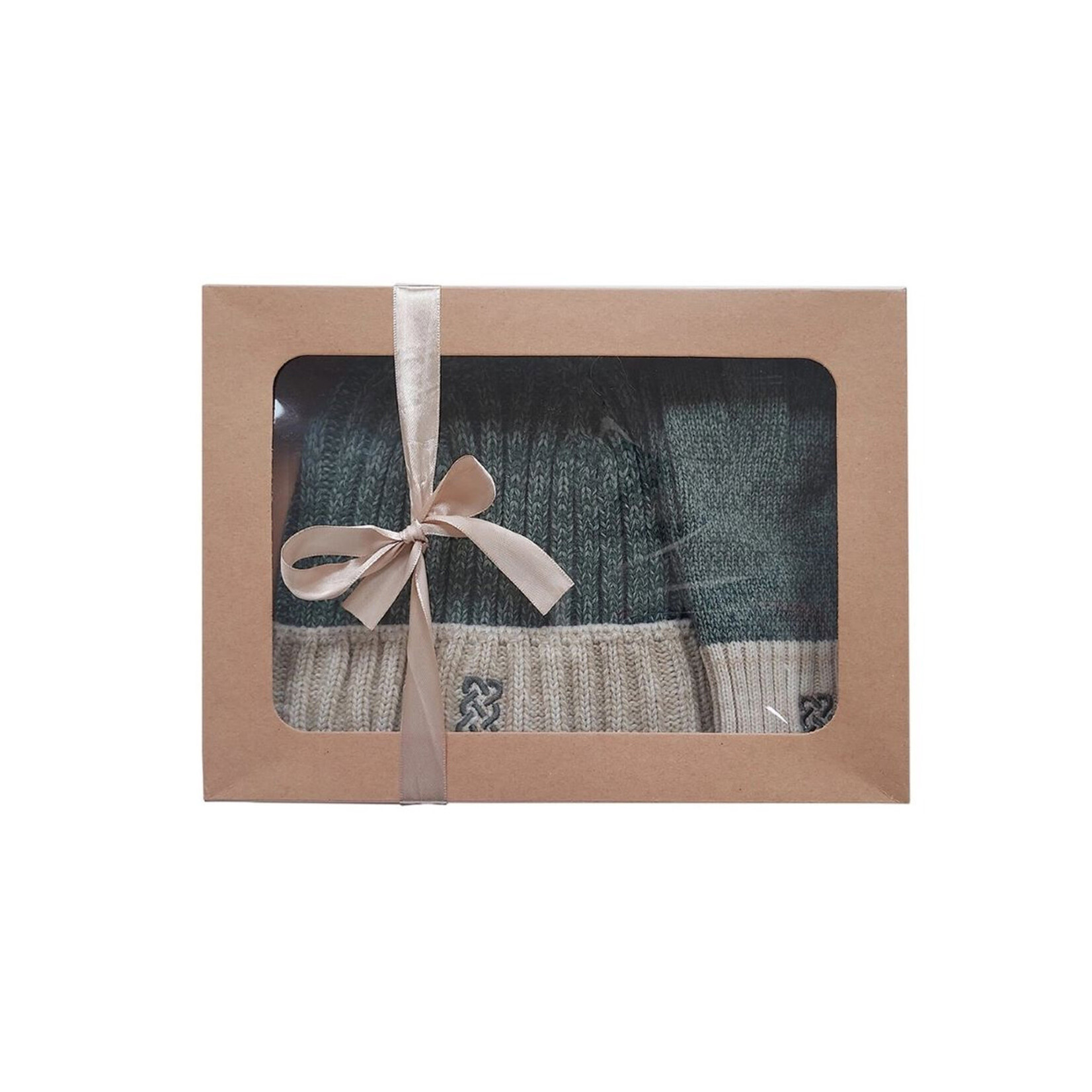 ACCESSORIES PF GREEN/CREAM HAT & GLOVE SET