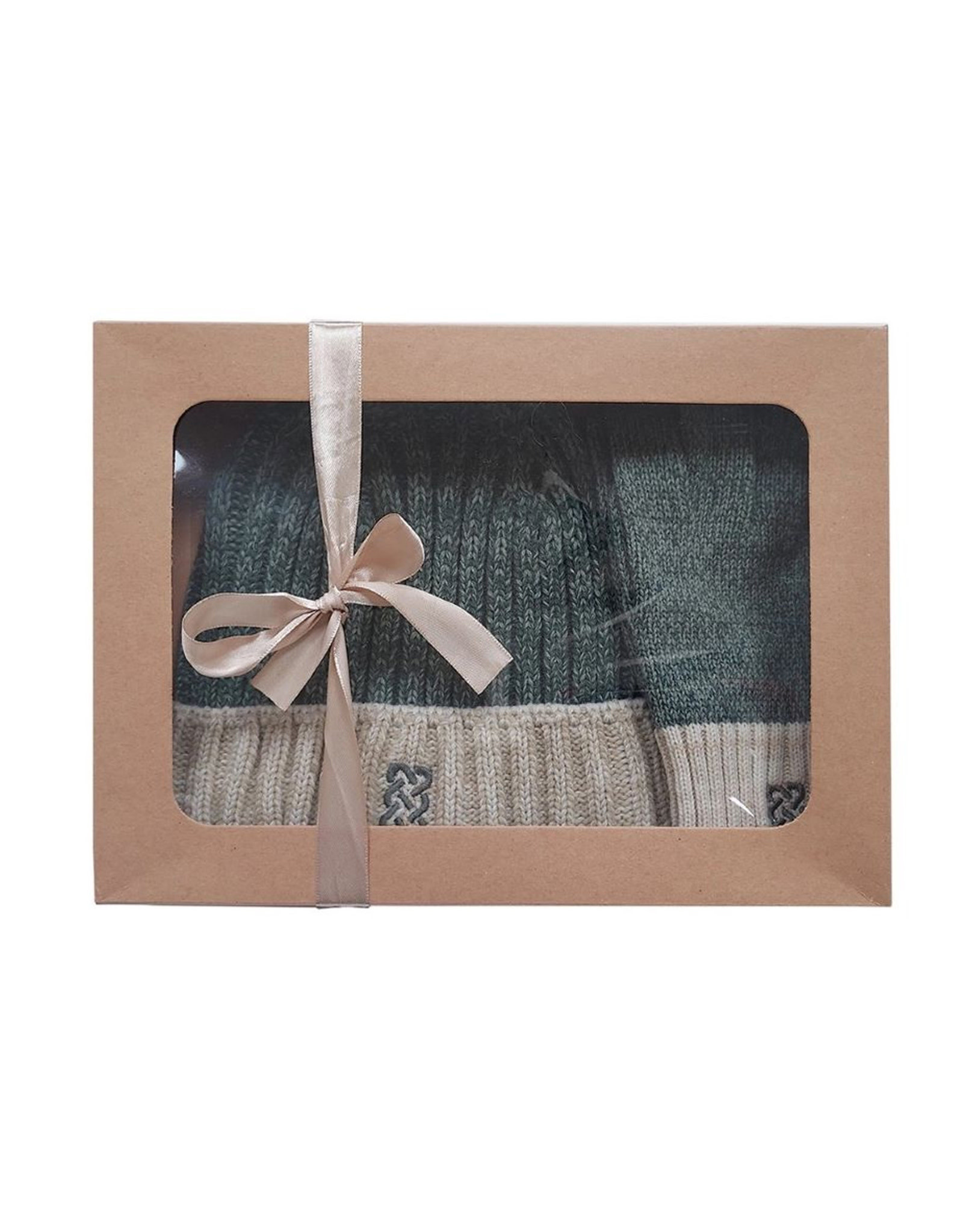 ACCESSORIES PF GREEN/CREAM HAT & GLOVE SET