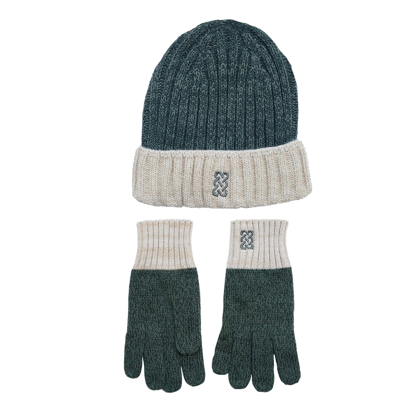 ACCESSORIES PF GREEN/CREAM HAT & GLOVE SET