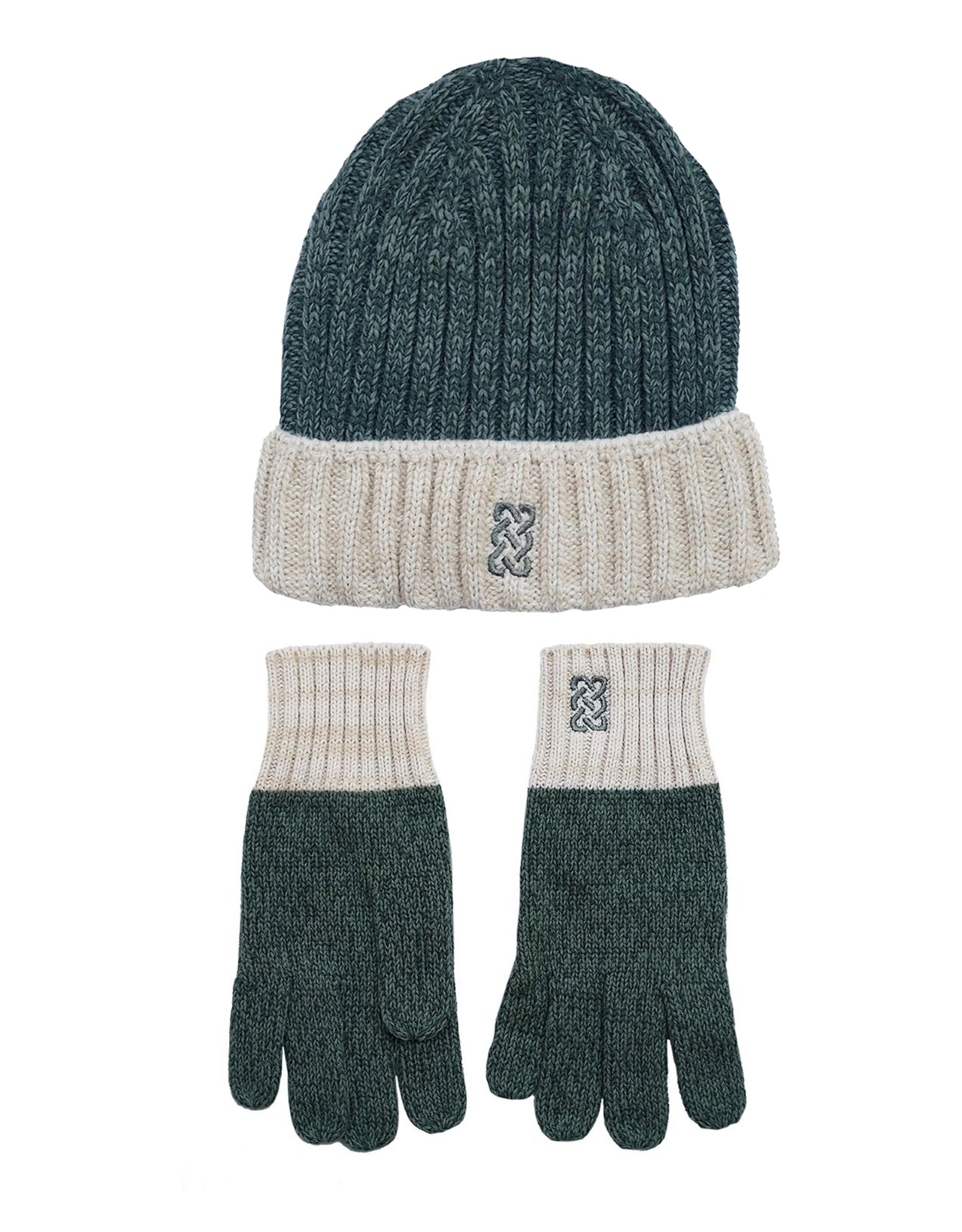 ACCESSORIES PF GREEN/CREAM HAT & GLOVE SET