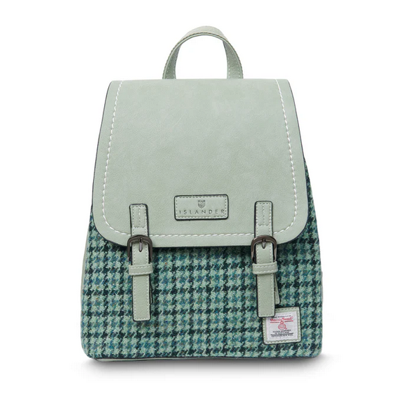 ISLANDER JURA BACKPACK w HARRIS TWEED Green Dogtooth
