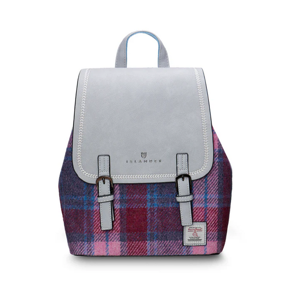 ACCESSORIES ISLANDER JURA BACKPACK w HARRIS TWEED Pink & Blue Tartan