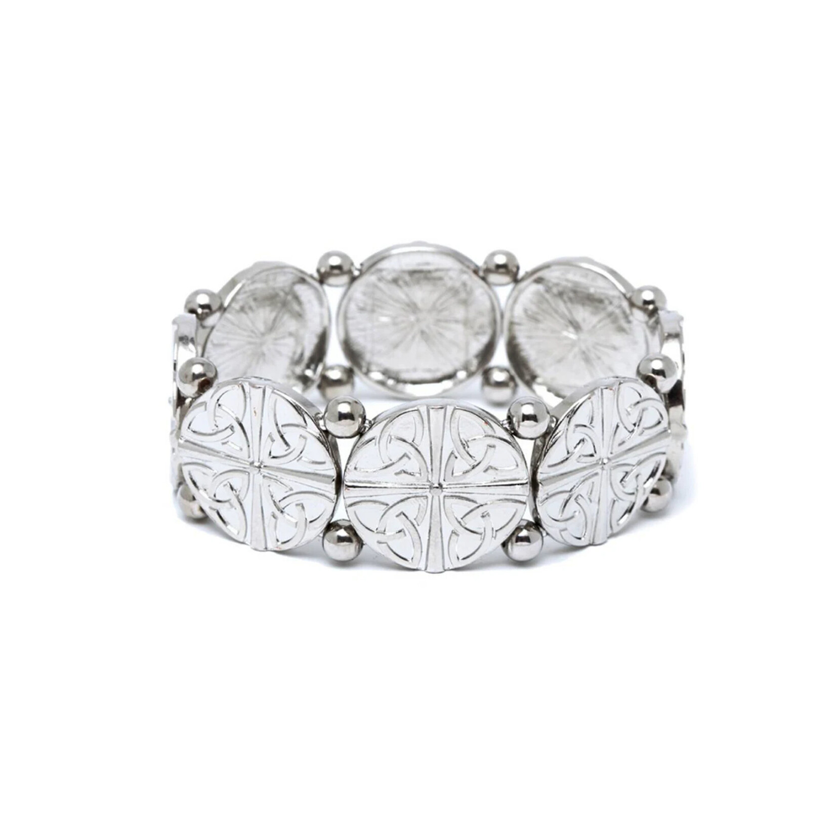BRACELETS & BANGLES CELTIC KNOT SILVER PLATE STRETCH BRACELET- KNOT DISCS