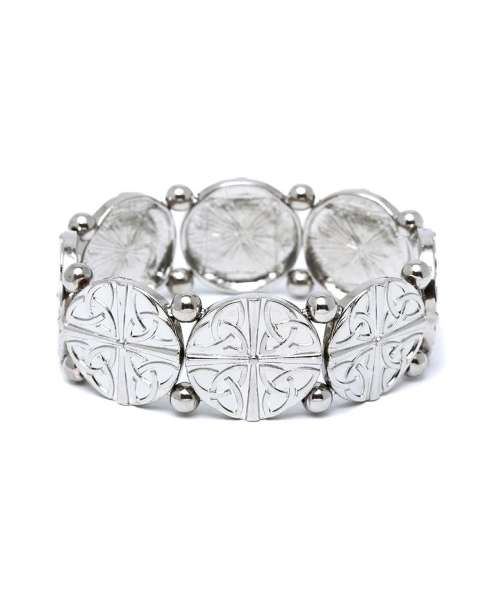 BRACELETS & BANGLES CELTIC KNOT SILVER PLATE STRETCH BRACELET- KNOT DISCS