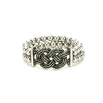 BRACELETS & BANGLES WOVEN KNOT SILVER PLATE STRETCH BRACELET- BEADED