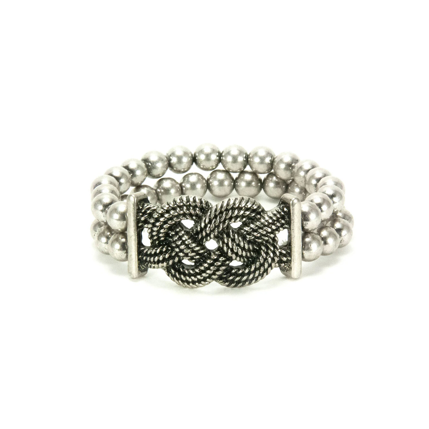BRACELETS & BANGLES WOVEN KNOT SILVER PLATE STRETCH BRACELET- BEADED