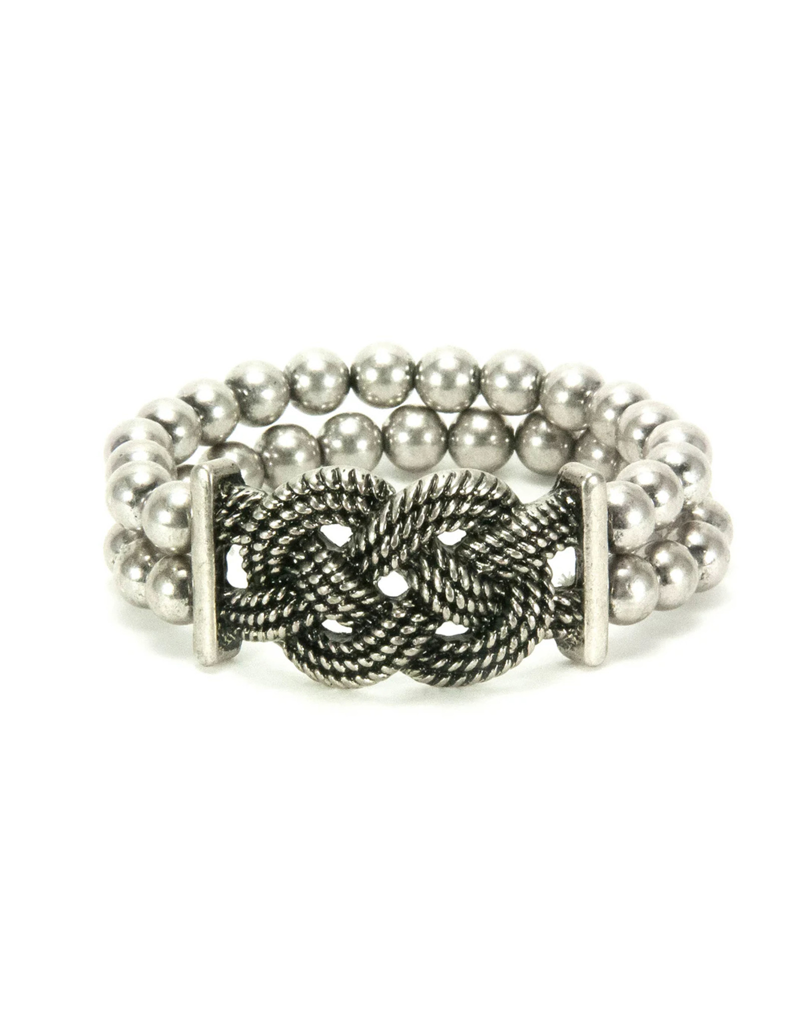 BRACELETS & BANGLES WOVEN KNOT SILVER PLATE STRETCH BRACELET- BEADED