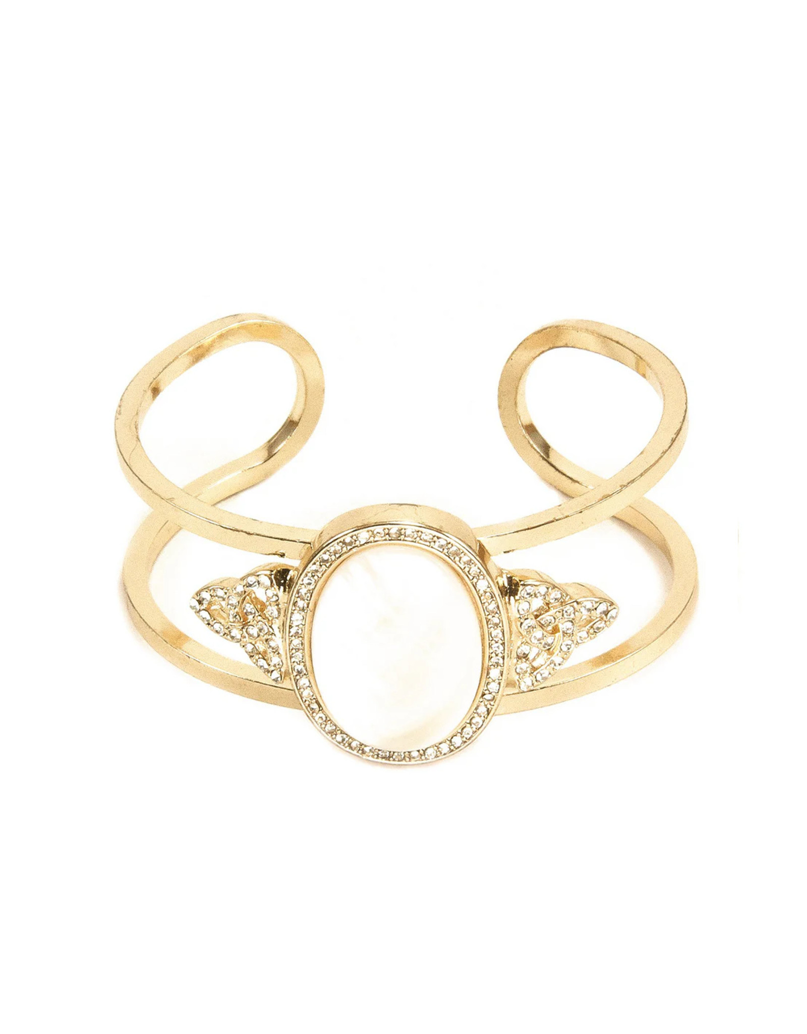 BRACELETS & BANGLES TRINITY KNOT GOLD TONE CUFF BRACELET- MOTHER of PEARL