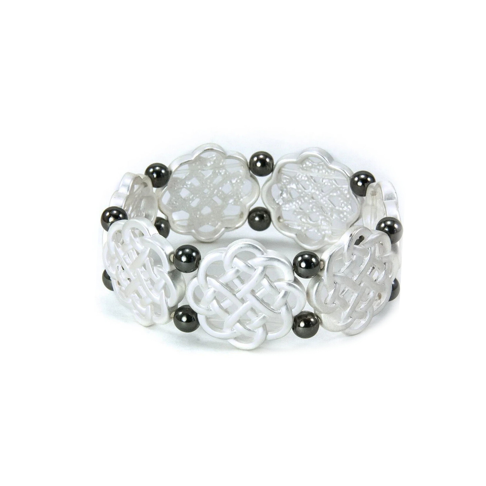 BRACELETS & BANGLES CELTIC KNOT SILVER PLATE STRETCH BRACELET- ROUND KNOT