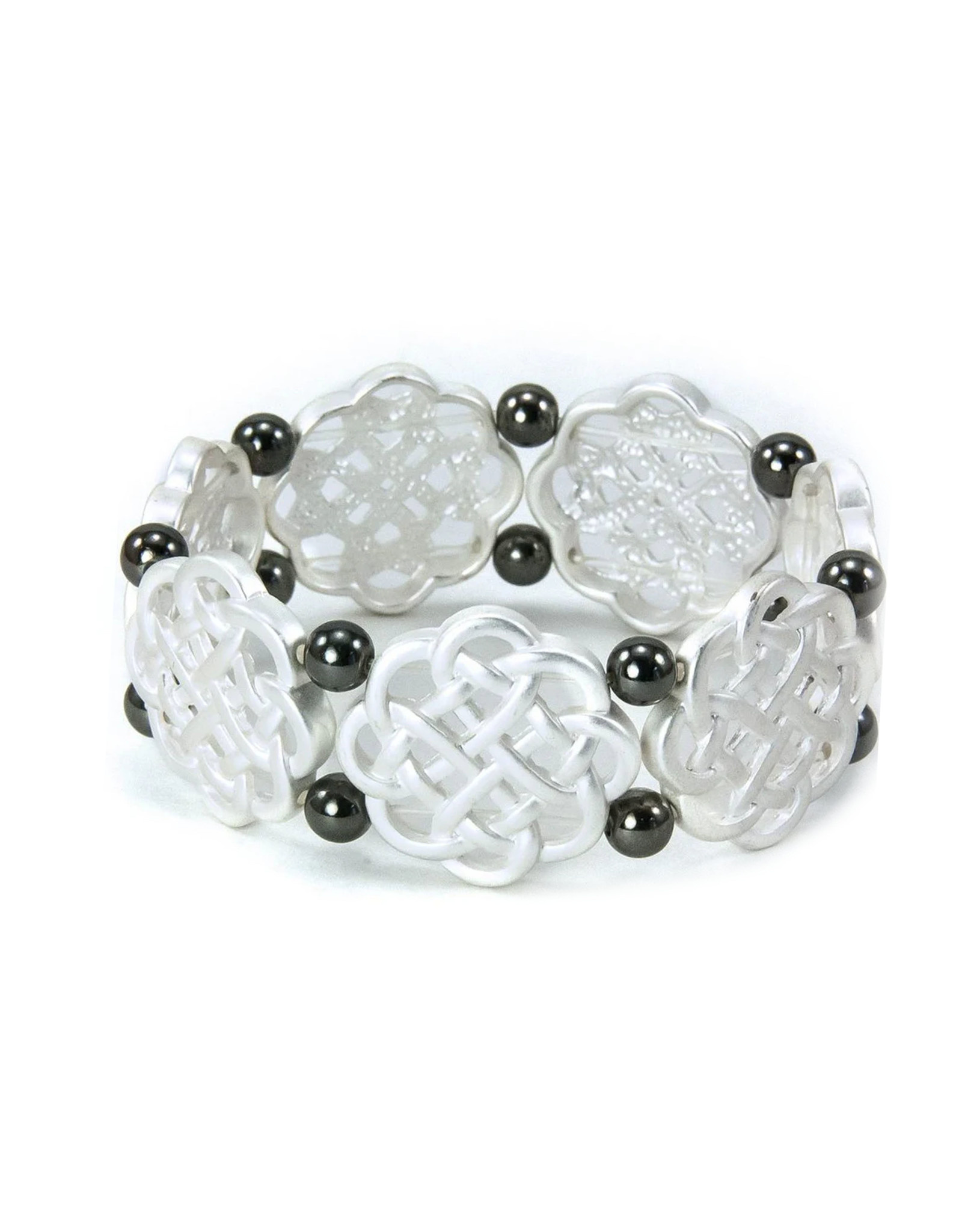 BRACELETS & BANGLES CELTIC KNOT SILVER PLATE STRETCH BRACELET- ROUND KNOT