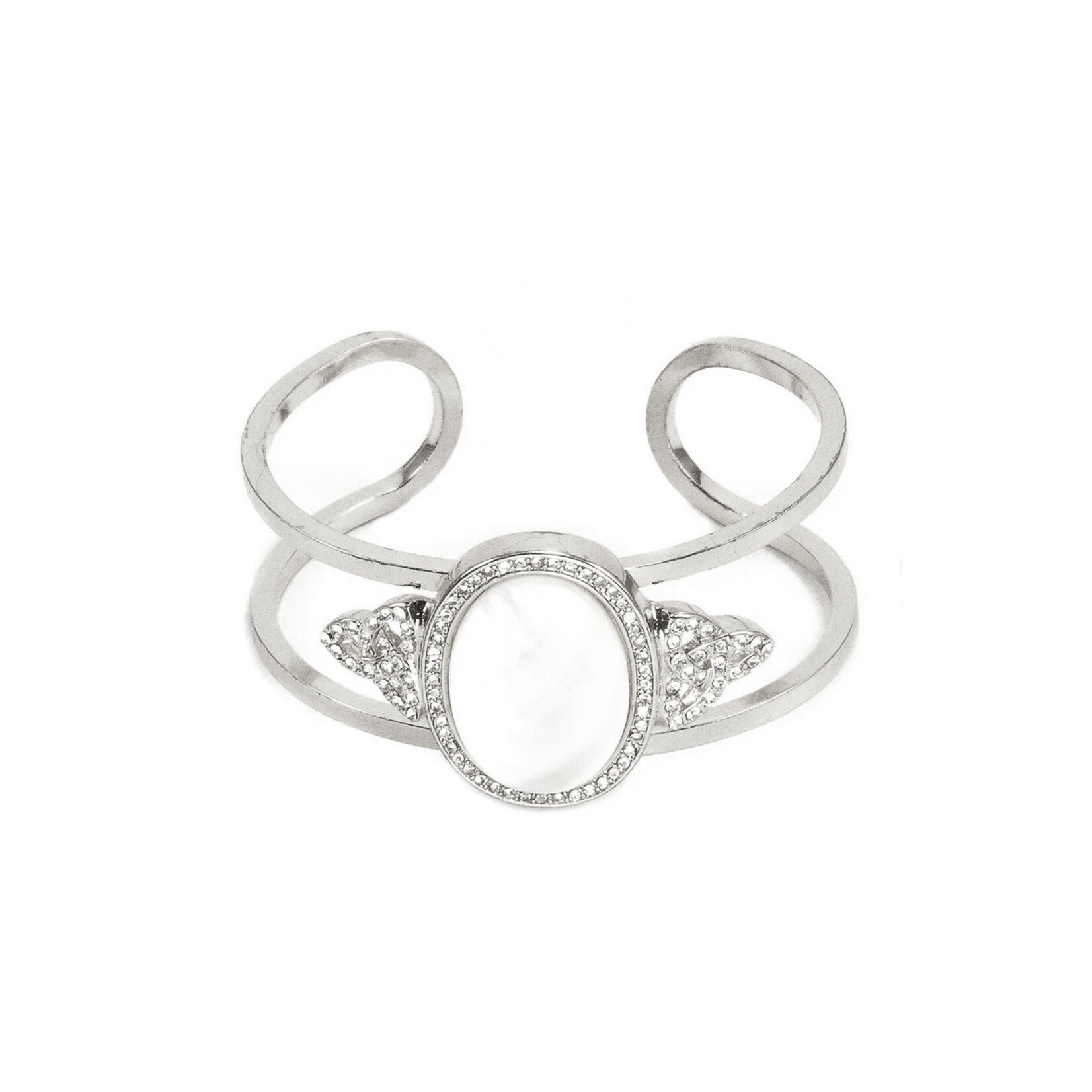 BRACELETS & BANGLES TRINITY KNOT SILVER TONE CUFF BRACELET- MOTHER of PEARL