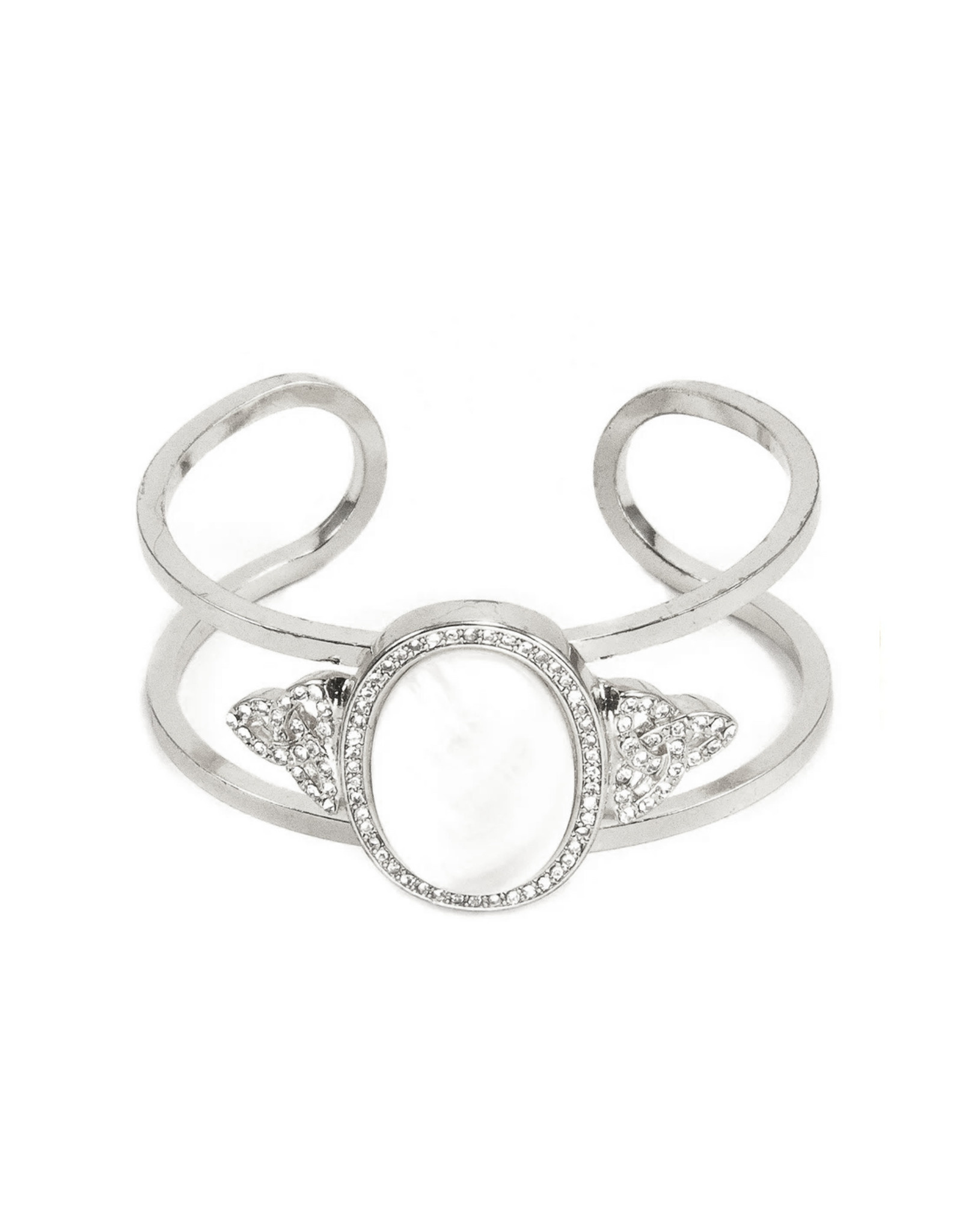 BRACELETS & BANGLES TRINITY KNOT SILVER TONE CUFF BRACELET- MOTHER of PEARL