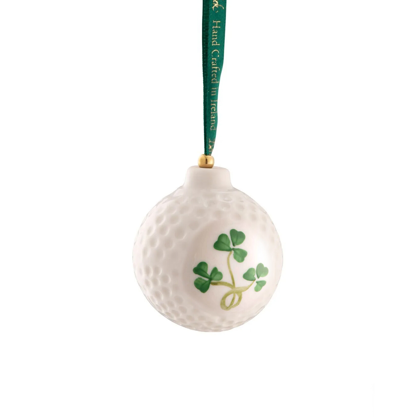 ORNAMENTS BELLEEK GOLF-BALL w SHAMROCKS ORNAMENT