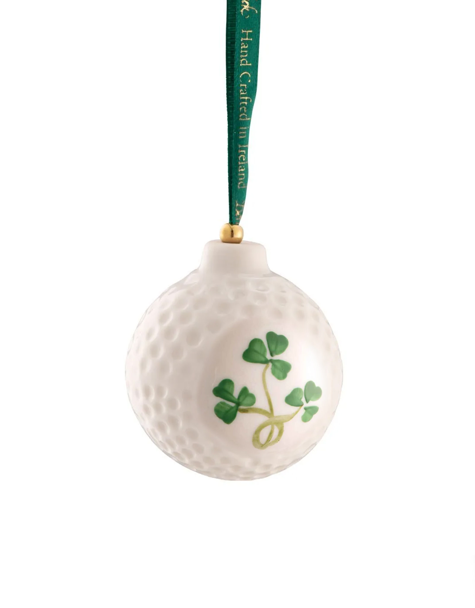 ORNAMENTS BELLEEK GOLF-BALL w SHAMROCKS ORNAMENT