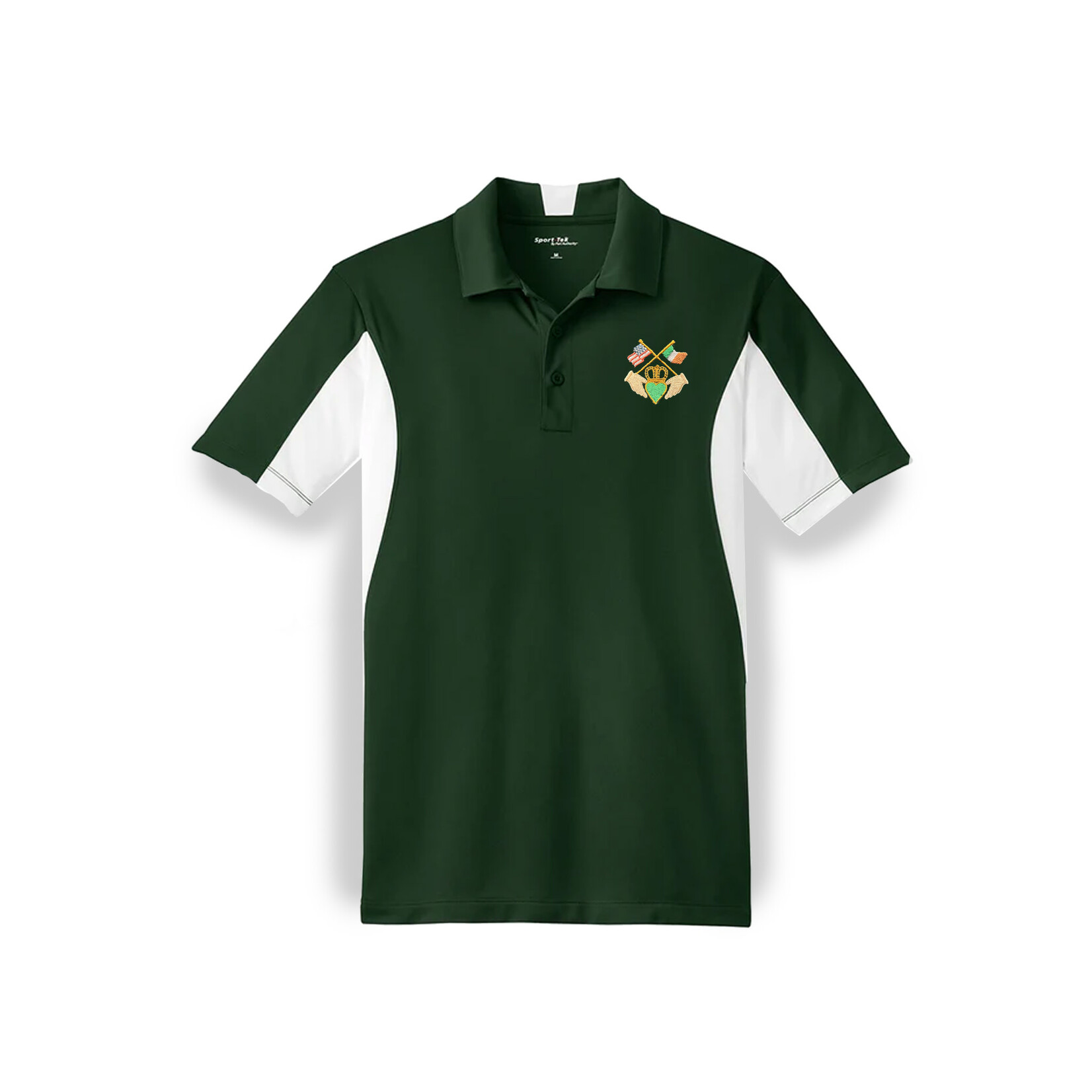 SPORTSWEAR SPORT-TEK POLO w CLADDAGH & FLAGS
