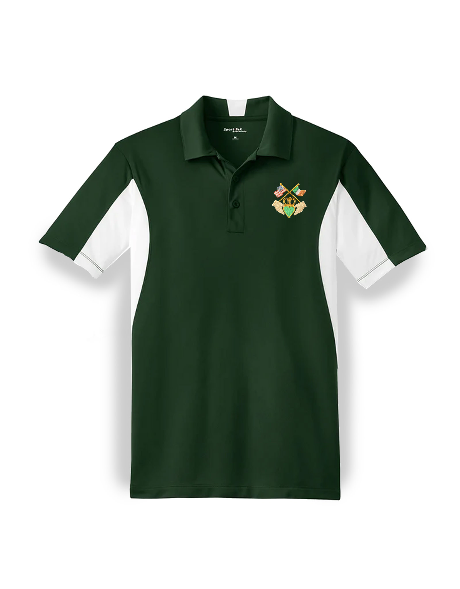 SPORTSWEAR SPORT-TEK POLO w CLADDAGH & FLAGS